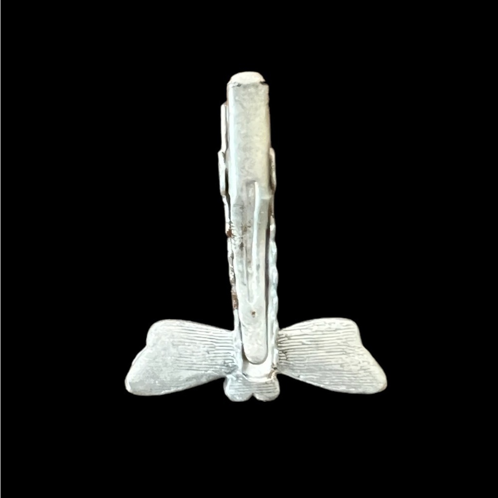 Vintage Dragonfly Small Clip Silvertone with iridescent Stones Very Beautiful - Picture 2 of 3